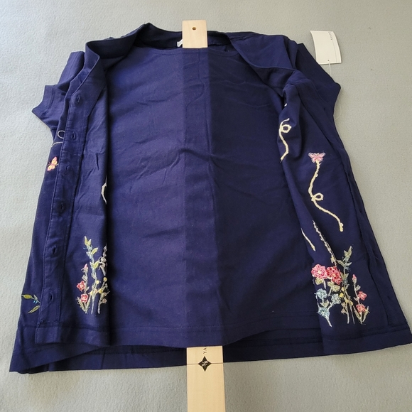 MOVING BLEU: By Designers original Blue  Floral  prints  top/shirt Sz M - Picture 6 of 9